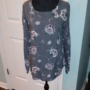 NWT LOFT Gray Floral Women's Blouse